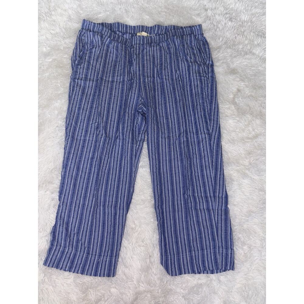 Appleseed’s Women’s 20 Soft Waist Blue Striped Crop Pants. Pretty, Grt. Shape